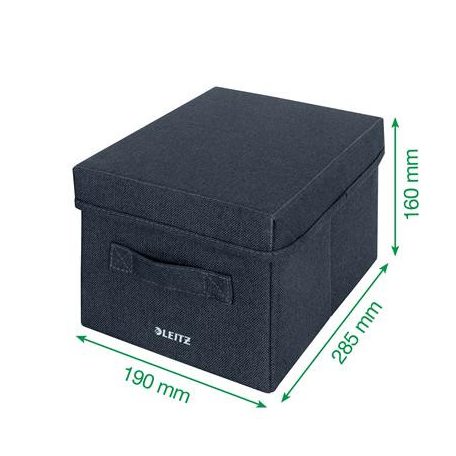 LEITZ Doboz, szövet borítású, S méret, LEITZ "Fabric", sötétszürke