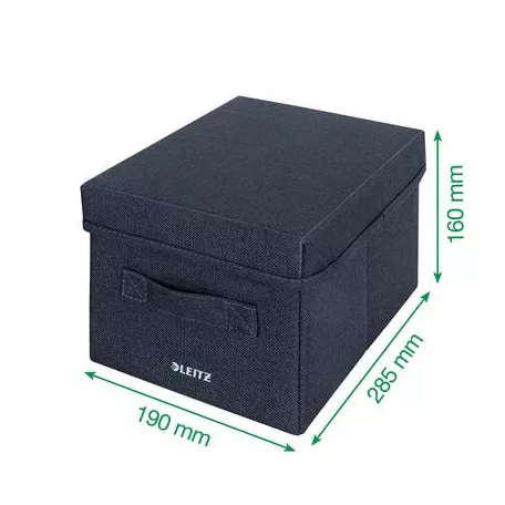 LEITZ Doboz, szövet borítású, S méret, LEITZ "Fabric", sötétszürke