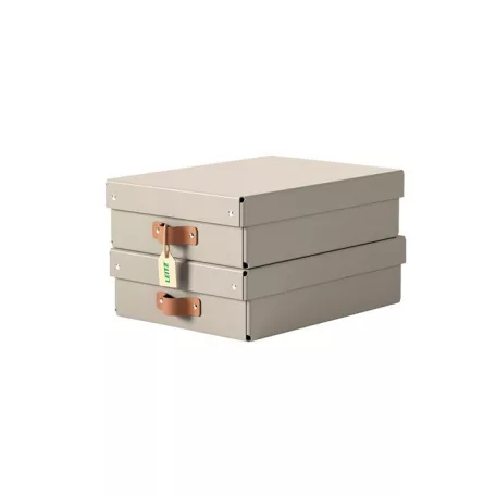 LEITZ Tárolódoboz, M méret, alacsony, LEITZ "Puro", homokbézs