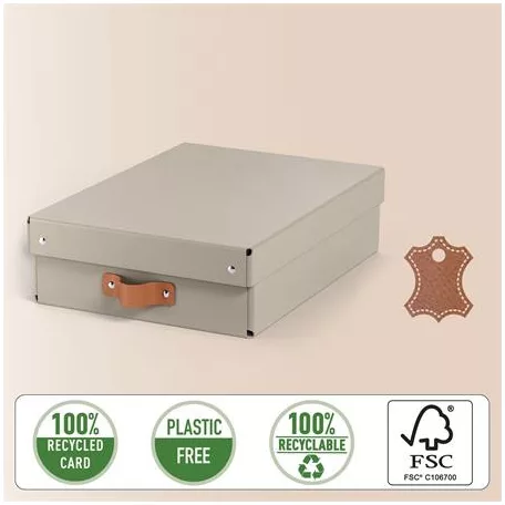 LEITZ Tárolódoboz, M méret, alacsony, LEITZ "Puro", homokbézs