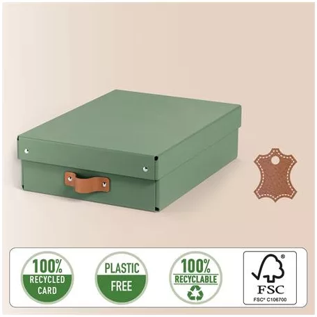 LEITZ Tárolódoboz, M méret, alacsony, LEITZ "Puro", zsályazöld