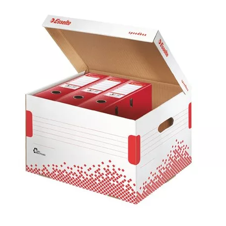 ESSELTE Archiválókonténer, újrahasznosított karton, felfelé nyíló, ESSELTE "Speedbox", fehér