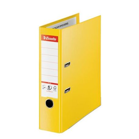 ESSELTE Iratrendező, 80 mm, A4, PP, élvédő sínnel, ESSELTE "Standard Plus", Vivida sárga