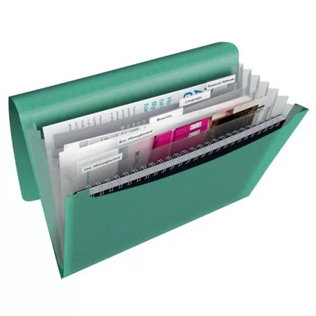 ESSELTE Harmonikamappa, A4, PP, 6 rekeszes, ESSELTE "Colour'Breeze", zöld