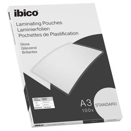 IBICO Meleglamináló fólia, 125 mikron, A3, fényes, IBICO "Standard"