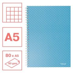   ESSELTE Spirálfüzet, A5, kockás, 80 lap, ESSELTE "Colour'Breeze", kék