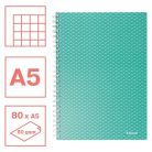 ESSELTE Spirálfüzet, A5, kockás, 80 lap, ESSELTE "Colour'Breeze", zöld