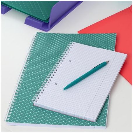 ESSELTE Spirálfüzet, A5, kockás, 80 lap, ESSELTE "Colour'Breeze", zöld