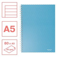   ESSELTE Spirálfüzet, A5, vonalas, 80 lap, ESSELTE "Colour'Breeze", kék