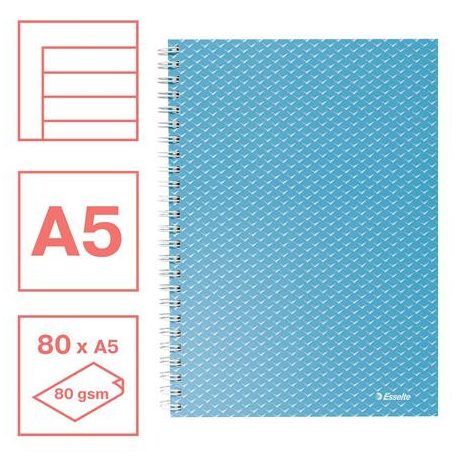 ESSELTE Spirálfüzet, A5, vonalas, 80 lap, ESSELTE "Colour'Breeze", kék
