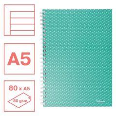   ESSELTE Spirálfüzet, A5, vonalas, 80 lap, ESSELTE "Colour'Breeze", zöld