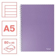   ESSELTE Spirálfüzet, A5, vonalas, 80 lap, ESSELTE "Colour'Breeze", levendula