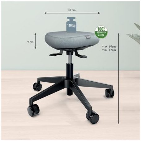 LEITZ Munkaszék, görgős, ergonomikus, LEITZ "Ergo Comfort Active", világosszürke