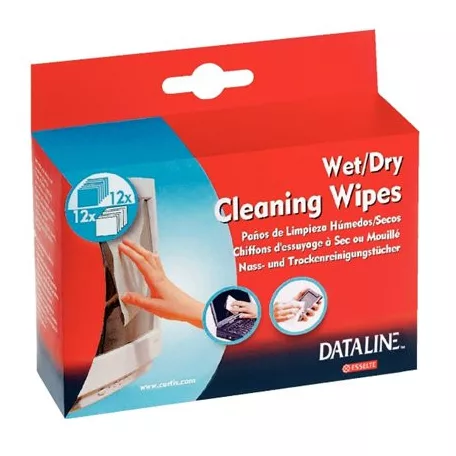 ESSELTE Tisztítókendő, száraz-nedves, 12+12 db, ESSELTE