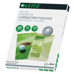   LEITZ Meleglamináló fólia, 80 mikron, A5, fényes, UDT technológiával, LEITZ "iLam"