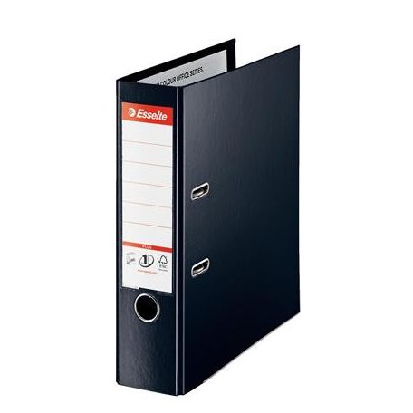 ESSELTE Iratrendező, 80 mm, A4, PP, élvédő sínnel, ESSELTE "Standard Plus", Vivida fekete