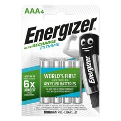   ENERGIZER Tölthető elem, AAA mikro, 4x800 mAh, előtöltött, ENERGIZER "Extreme"