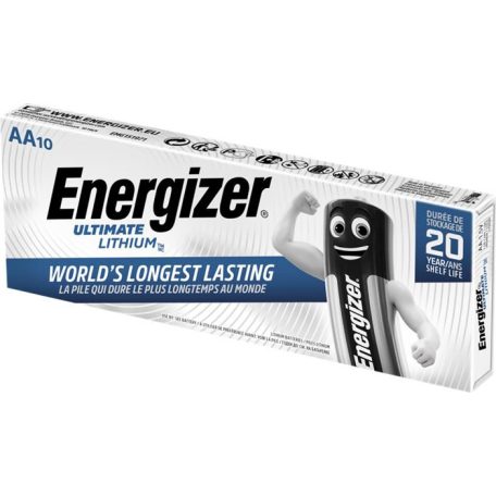 ENERGIZER Elem, AA ceruza, 10 db, lítium, ENERGIZER "Ultimate Lithium"