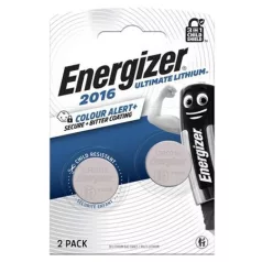   ENERGIZER Gombelem, CR2016, 2 db, színjelző, ENERGIZER "Ultimate Lithium Performance"