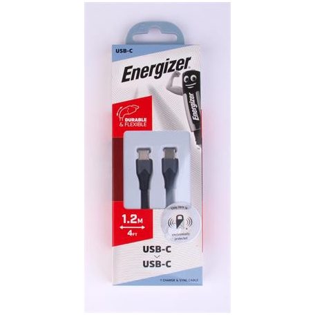 ENERGIZER USB kábel, USB-C - USB-C, 1,2m, ENERGIZER, fekete