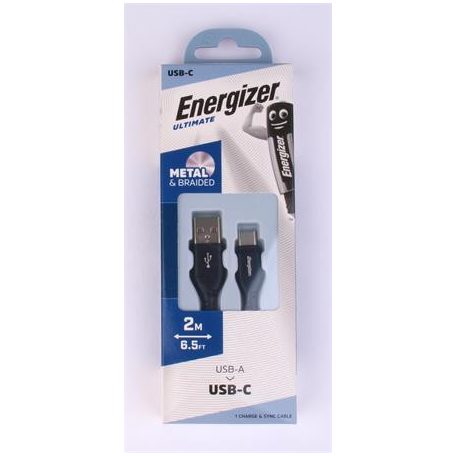 ENERGIZER USB kábel, USB-A - USB-C, 2m, ENERGIZER, fekete