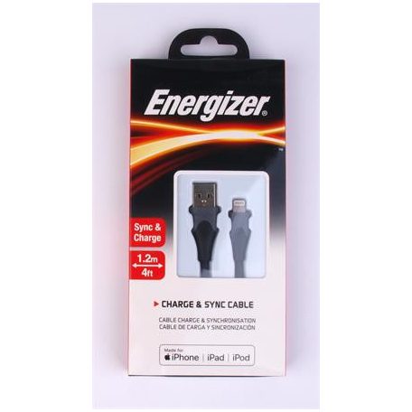 ENERGIZER USB kábel, USB-A - Lightning (Apple), 1,2m, ENERGIZER, fekete