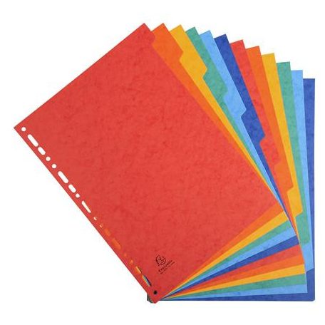 EXACOMPTA Regiszter, karton, A4, 12 részes, EXACOMPTA, színes