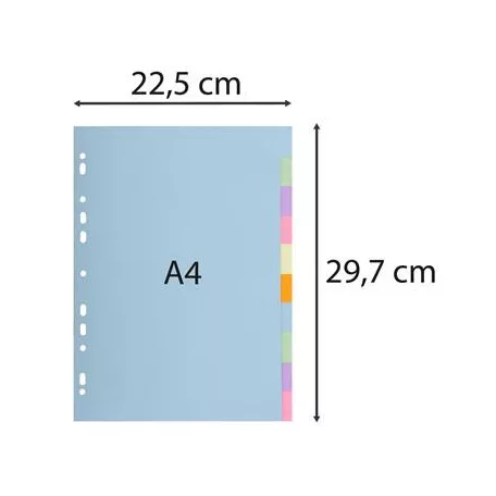 EXACOMPTA Regiszter, karton, A4, 10 részes, EXACOMPTA, pasztell színek