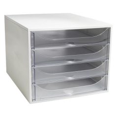   EXACOMPTA Irattároló, műanyag, 4 fiókos, EXACOMPTA "Ecobox Office", szürke-áttetsző