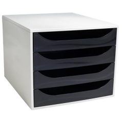   EXACOMPTA Irattároló, műanyag, 4 fiókos, EXACOMPTA "Ecobox Office", szürke-fekete