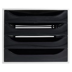   EXACOMPTA Irattároló, műanyag, 4 fiókos, EXACOMPTA "Ecobox Office", szürke-fekete