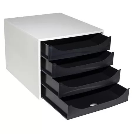 EXACOMPTA Irattároló, műanyag, 4 fiókos, EXACOMPTA "Ecobox Office", szürke-fekete