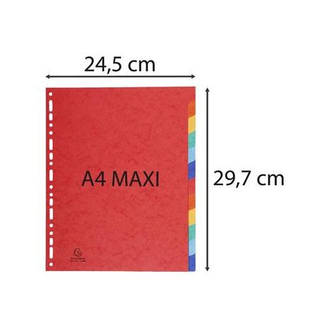 EXACOMPTA Regiszter, karton, A4+, 12 részes, EXACOMPTA, színes