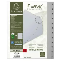 EXACOMPTA Regiszter, műanyag, A4+, 1-12, EXACOMPTA, szürke