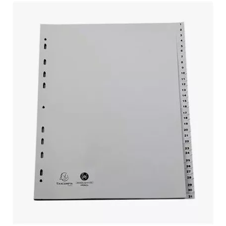 EXACOMPTA Regiszter, műanyag, A4+, 1-31, EXACOMPTA, szürke