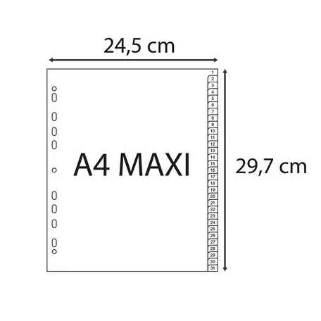 EXACOMPTA Regiszter, műanyag, A4+, 1-31, EXACOMPTA, szürke