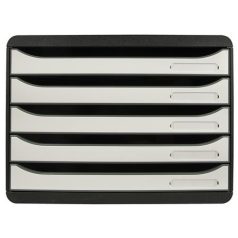   EXACOMPTA Irattároló, műanyag, 5 fiókos, EXACOMPTA "BIigBox Glossy", fekete-fehér