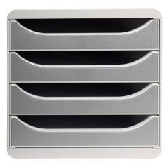   EXACOMPTA Irattároló, műanyag, 4 fiókos, EXACOMPTA "Big-Box Office", szürke