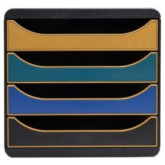   EXACOMPTA Irattároló, műanyag, 4 fiókos, EXACOMPTA "Big-Box Neo Deco"