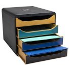 EXACOMPTA Irattároló, műanyag, 4 fiókos, EXACOMPTA "Big-Box Neo Deco"