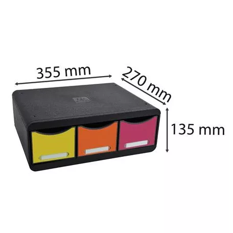 EXACOMPTA Irattároló, műanyag, 3 fiókos, EXACOMPTA "Iderama® "Toolbox", fekete