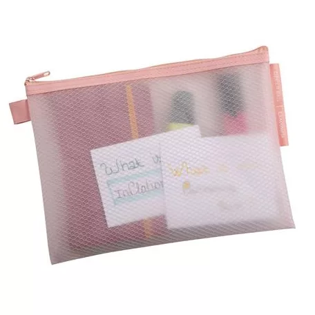 EXACOMPTA Rendszerező tasak, cipzáras, hálós, A5, EXACOMPTA "Chromaline Pastel", vegyes színek