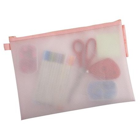 EXACOMPTA Rendszerező tasak, cipzáras, hálós, A4, EXACOMPTA "Chromaline Pastel", vegyes színek