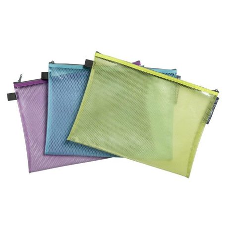 EXACOMPTA Rendszerező tasak, cipzáras, hálós, A4, EXACOMPTA "Pop'NCo", vegyes