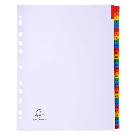 EXACOMPTA Regiszter, karton, A4+, 1-31, EXACOMPTA, fehér