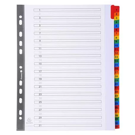 EXACOMPTA Regiszter, karton, A4+, 1-31, EXACOMPTA, fehér