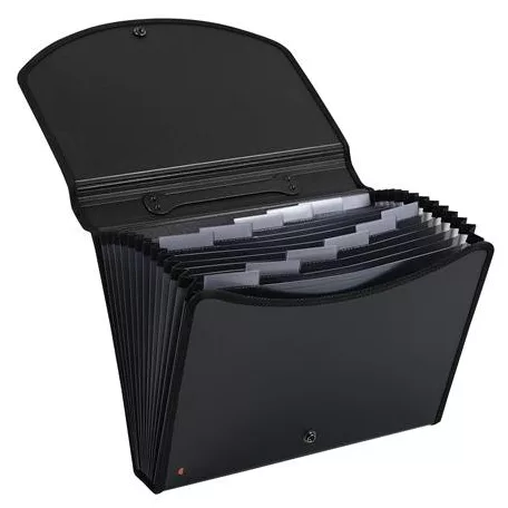 EXACOMPTA Harmonikamappa, A4, PP, 13 rekeszes, EXACOMPTA "Exactive®", fekete