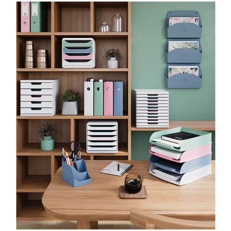 EXACOMPTA Fali rendszerező, 1 rekeszes, fekvő, 38,2x28,9x7,2 cm, EXACOMPTA "Autentik", kékesszürke