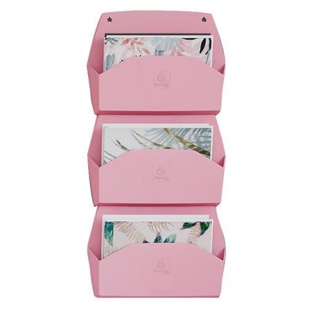 EXACOMPTA Fali rendszerező, 1 rekeszes, fekvő, 38,2x28,9x7,2 cm, EXACOMPTA "Autentik", rózsaszín