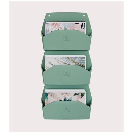 EXACOMPTA Fali rendszerező, 1 rekeszes, fekvő, 38,2x28,9x7,2 cm, EXACOMPTA "Autentik", zsályazöld